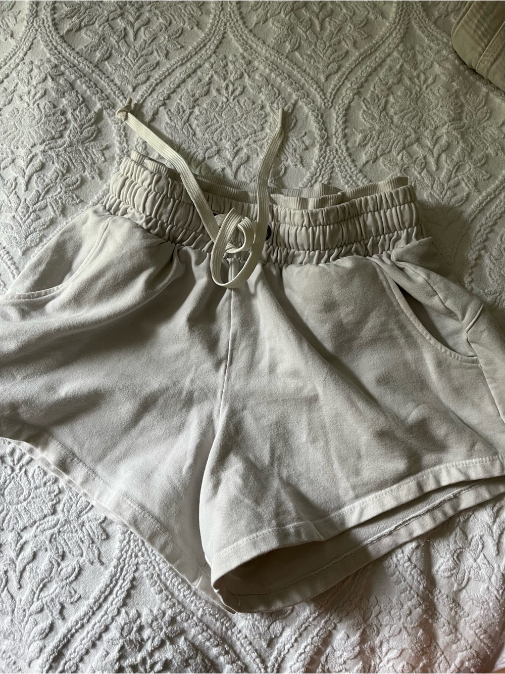 Crane Cotton Women's Neutral White Athletic Drawstring Shorts